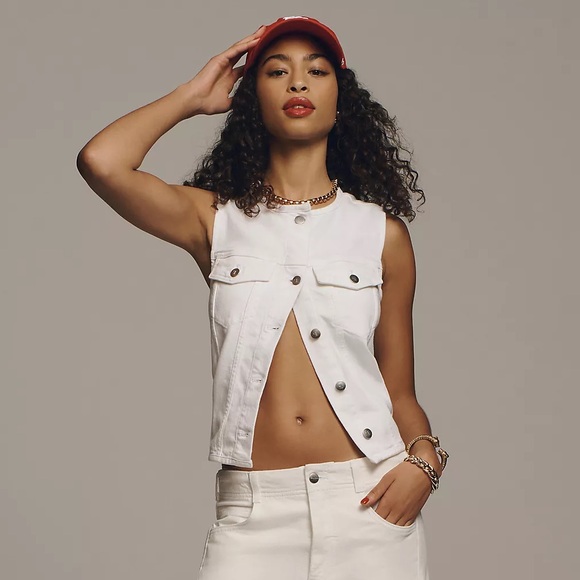 Anthropologie Pilcro Collarless Denim Vest XL - Picture 7 of 11